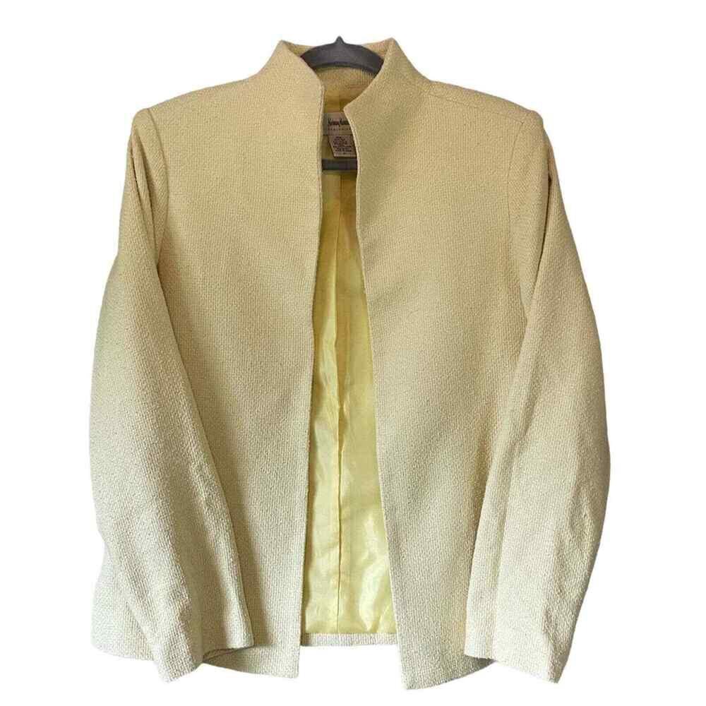Neiman Marcus Exclusive Womens Size Medium Open Blazer Silk Yellow